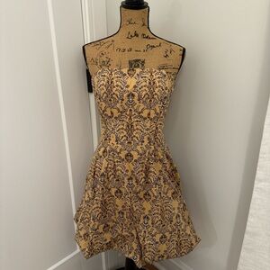 Plenty by Tracy Reese Gold and Black Strapless Dress